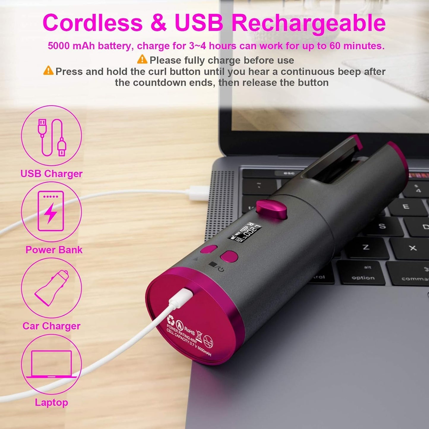 Cordless hair curler