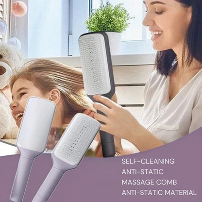 Self-cleaning hair comb