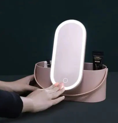 Makeup box with light mirror