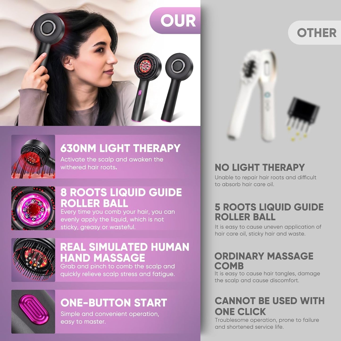 Electric massage comb